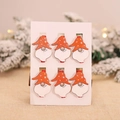 Set of 6 Christmas wooden gnome clips with red hats and white beards on display card - Gnome