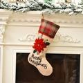 Weihnachtsstrumpf aus Sackleinen mit roter Poinsettie und Merry Christmas Aufdruck - Weihnachtsstern & Schriftzug