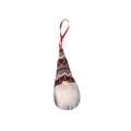 Gnomo natalizio in maglia con cappello rosso e grigio e lunga barba bianca da appendere - Stile F Onde Grigio Rosso (D-GJ06)