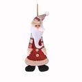 Mini Babbo Natale di peluche con cappello lavorato a maglia e bottoni in legno per albero - Ciondolo Babbo Natale in Lino con Piedi (B-C66)