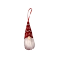 Gnomo di Natale a maglia rosso e grigio con motivo nordico e barba bianca da appendere - Stile E Jacquard Rosso Grigio (D-GJ05)