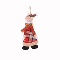 Décoration de bonhomme de neige en tissu avec chapeau et écharpe à carreaux rouges - Pendentif Bonhomme de Neige en Lin avec Pieds (B-C67)