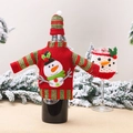 Christmas wine bottle sweater with snowman pattern and matching striped knit cap - Snowman Style (G-JT163)