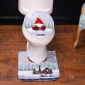 Christmas toilet seat cover set with gnome print and snowy forest landscape mat - Gray Snowy Gnome Style (L-SD10)