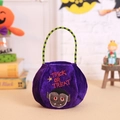 Sacchetto di caramelle Halloween in velluto viola con ricamo a vampiro per bambini - Sacchetto di Caramelle Vampiro Viola