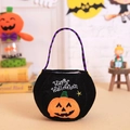 Sacchetto di caramelle zucca di Halloween in velluto nero con manico a righe viola - Sacchetto di Caramelle Zucca Nero