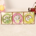 Easter wooden pendant set featuring laser-cut frog, rabbit and chick cartoon designs - Round Shape (P-M37)