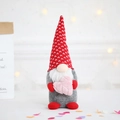 Valentine gnome plush doll with red knit hat holding a pink plush heart for decoration - Holding Pink Heart (W-QT32)
