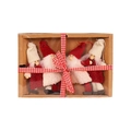 Set di quattro gnomi natalizi rossi e bianchi in confezione regalo con fiocco a quadretti - Stile Rosso e Bianco (K-TS16)