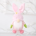 Pink Easter gnome plush hanging ornament with bunny ears and soft white beard - Pink