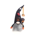 Halloween faceless gnome plush in black pointed hat with orange pumpkin and spider patterns - Black Spider Style / Black
