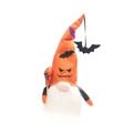 Halloween gnome plush with orange bat hat, white beard and pumpkin wand decoration - Orange Bat Style / Orange