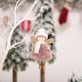 Pink plush Christmas angel doll with silver stars and golden wings ornament - Angel Pendant / Pink