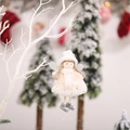 Christmas angel doll ornament with pink plush skirt and silver wings for tree decor - Angel Pendant / White