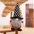 Gnomo di Halloween con cappello a punta a pois neri e bianchi e abito a scacchi arancioni - Stile Cappello Nero a Pois (W-WS09)