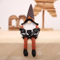 Halloween gnome plush with striped long legs, pointed hat and BOO banner decoration - Male Sitting Doll Style