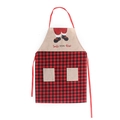 Grembiule natalizio in lino con motivo a quadri rosso e nero e stampa Babbo Natale - Grembiule Babbo Natale Quadri Rossi e Neri (F-W213)