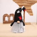 Gnomo di Halloween con cappello nero a ragno e falce, barba grigia decorazione - Gnomo Teschio (Nero con Luce)