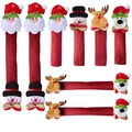 Weihnachtliche Griffabdeckungen aus Leinen mit Weihnachtsmann- und Schneemann-Motiven - J-JY05 Weihnachts-Cartoon-Stil