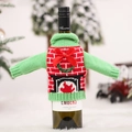 Christmas wine bottle cover with red and green knitted sweater and fireplace pattern - Wreath Style Knitted Wine Cover (H-JT223)