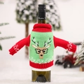 Knitted Christmas wine bottle cover with red-green reindeer pattern for table decor - Reindeer Style Knitted Wine Cover (H-JT220)