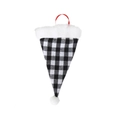 Portaposate natalizio a quadretti con bordo in peluche bianco e laccetto per decorazione - Quadretti Neri e Bianchi