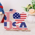 Décoration de table patriotique en bois USA avec motif de drapeau américain - Style C-I Love USA