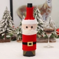 Housse de bouteille de vin Père Noël tricotée avec bonnet rouge pour décoration de table - Père Noël (G-JT174 A)