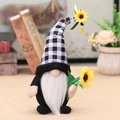 Harvest gnome plush with sunflower and black white buffalo plaid hat decoration - Black White Plaid Sunflower Style (W-WS54)