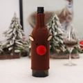 Brown knitted reindeer wine bottle cover with 3D ears and red plush nose for Christmas - Elk (G-JT175 B)