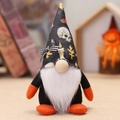 Halloween gnome plush with pointed skull print hat and orange accents for festive decoration - Male Gnome White Beard Ornament (X-Y35)