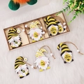 Set de gnomos decorativos de madera para el día de la abeja con caja de madera - Estilo B Juego de Colgantes de Madera Gnomo Abeja