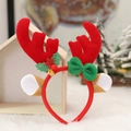 Christmas headband with red antlers, ears, and glitter star details on a warm festive base - Red Antler Style (B-C183)