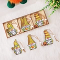 Set de 6 adornos de gnomos de madera del festival de abejas con caja de madera incluida - Estilo C Juego de Colgantes de Madera Gnomo Abeja