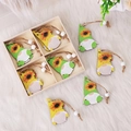Set di ciondoli gnomi in legno a tema girasole con scatola decorativa in legno - Stile D (Gnomo Cappello Verde Girasole)