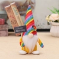 Rainbow gnome plush with Happy Birthday sign and colorful striped pointed hat - Male With Sign (W-QT67)