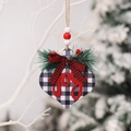 Ciondolo a cuore natalizio in legno con motivo scozzese bianco nero e scritta joy rossa - Plaid Bianco e Nero (Q-G38)