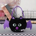 Sacchetto di Halloween a pipistrello in peluche nero e viola con ricamo BOO e manici - Stile Pipistrello (X-Y58)
