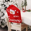 Christmas chair back cover with cute snowman embroidery and Merry Christmas text - Snowman