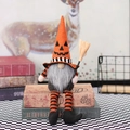 Gnomo de Halloween con sombrero de calabaza naranja y piernas largas para decoración - Estilo de Muñeco con Sombrero Naranja y Piernas Largas (X-Y41)