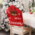 Festive red Christmas chair cover with elk motif and Merry Christmas holiday greeting - Elk