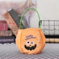 Sacchetto di peluche arancione a zucca di Halloween con manico verde e ricamo a tema - Stile Zucca (X-Y60)