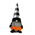 Gnomo di Halloween in peluche con cappello a quadri bianco e nero e striscione BOO arancione - Gnomo senza volto con cappello a scacchi bianco e nero