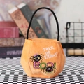 Cesto di Halloween in peluche arancione con ricamo a ragno e manico nero - Stile Ragno (X-Y61)