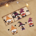 Set di gnomi di Halloween in legno con cappelli arancioni, neri e viola in scatola - Stile B
