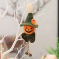 Harvest festival scarecrow girl doll with pumpkin head, orange bow, and metal bell - Model B Girl Pendant