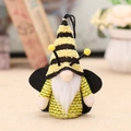 Bee-themed gnome plush hanging ornament with yellow and black striped hat and wings - Style A (W-WS58)