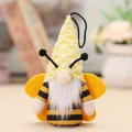 Bee gnome plush ornament with yellow lace hat, striped body and wings for home decor - Style D (W-WS61)