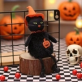 Pendaglio gatto nero di Halloween in peluche con cappello da strega e decoro zucca - Ciondolo per Bambola di Gatto Nero (X-Y66)