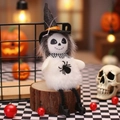 Strega di peluche bianca di Halloween con decorazione a ragno e cappello a punta - Ciondolo per Bambola di Fantasma Bianco (X-Y67)